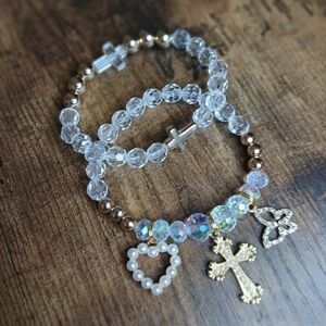 Elegant Gold and Clear Beaded Bracelet Set